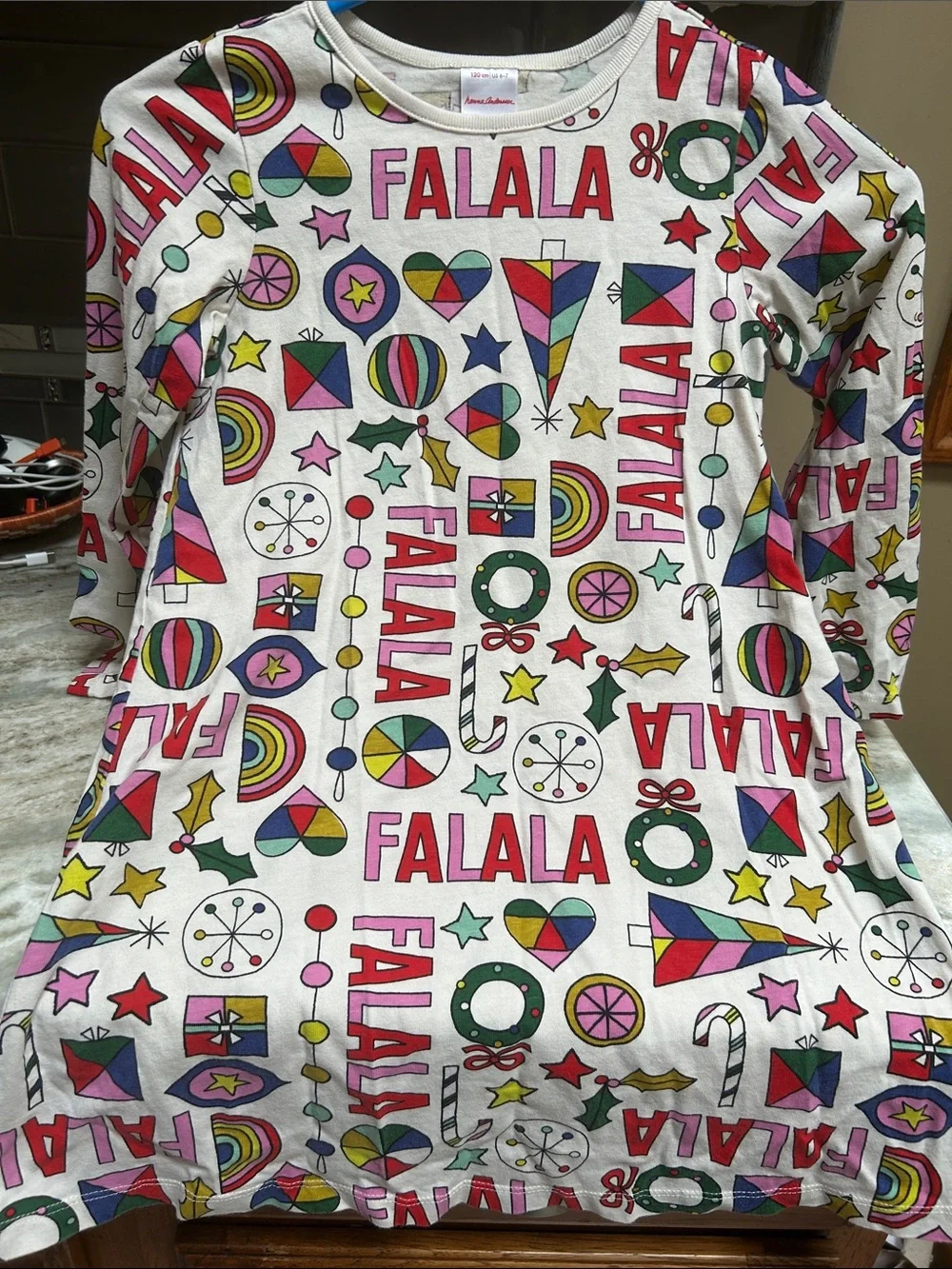 Hanna Andersson girls holiday print FALALA xmas casual size 6/7 long sleeve